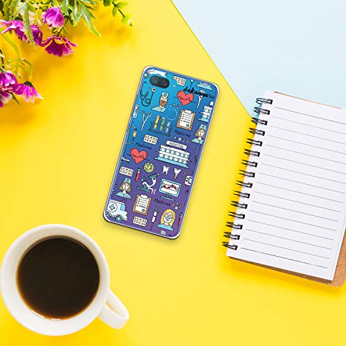 dakanna Funda para [Xiaomi MI 8 Lite] Dibujo: Simbolos Medicina Enfermera Ambulancia Corazón Hospital, Carcasa de Gel Silicona Flexible [Fondo Transparente]