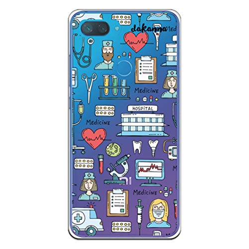dakanna Funda para [Xiaomi MI 8 Lite] Dibujo: Simbolos Medicina Enfermera Ambulancia Corazón Hospital, Carcasa de Gel Silicona Flexible [Fondo Transparente]