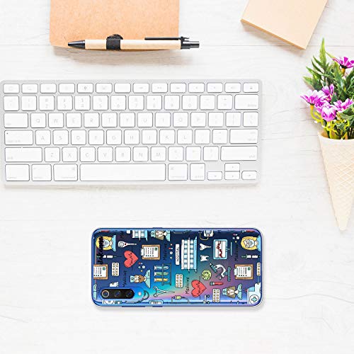 dakanna Funda para [Xiaomi Mi 9] Dibujo: Simbolos Medicina Enfermera Ambulancia Corazón Hospital, Carcasa de Gel Silicona Flexible [Fondo Transparente]