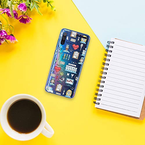 dakanna Funda para [Xiaomi Mi 9] Dibujo: Simbolos Medicina Enfermera Ambulancia Corazón Hospital, Carcasa de Gel Silicona Flexible [Fondo Transparente]