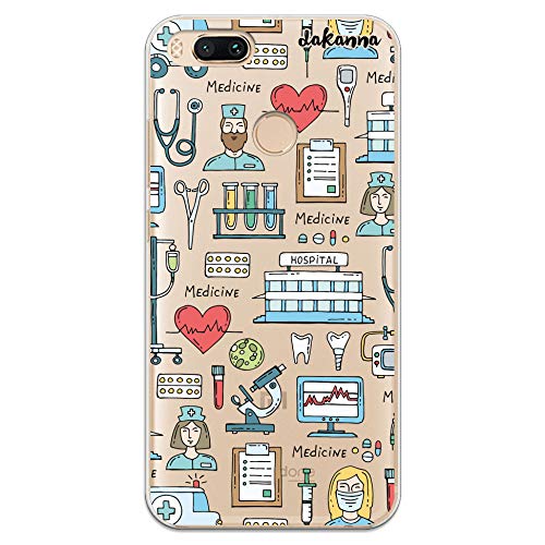 dakanna Funda para [Xiaomi Mi A1 - Mi 5X] Dibujo: Simbolos Medicina Enfermera Ambulancia Corazón Hospital, Carcasa de Gel Silicona Flexible [Fondo Transparente]