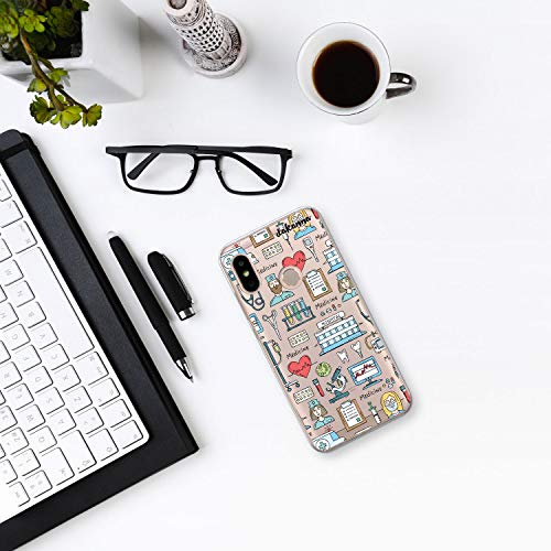 dakanna Funda para [Xiaomi Mi A2 Lite - Redmi 6 Pro] Dibujo: Simbolos Medicina Enfermera Ambulancia Corazón Hospital, Carcasa de Gel Silicona Flexible [Fondo Transparente]