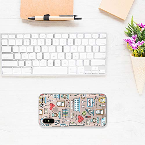 dakanna Funda para [Xiaomi Mi A2 Lite - Redmi 6 Pro] Dibujo: Simbolos Medicina Enfermera Ambulancia Corazón Hospital, Carcasa de Gel Silicona Flexible [Fondo Transparente]