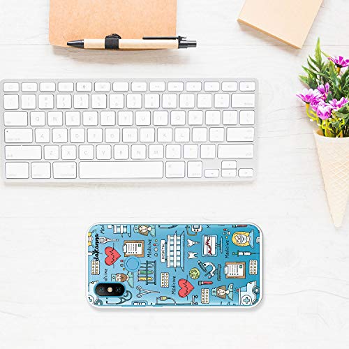 dakanna Funda para [Xiaomi MI A2 - Mi 6X] Dibujo: Simbolos Medicina Enfermera Ambulancia Corazón Hospital, Carcasa de Gel Silicona Flexible [Fondo Transparente]