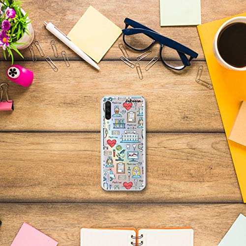 dakanna Funda para [Xiaomi Mi A3] de Silicona Flexible, Dibujo Diseño [Simbolos Medicina Enfermera Ambulancia Corazón Hospital], Color [Fondo Transparente] Carcasa Case Cover de Gel TPU
