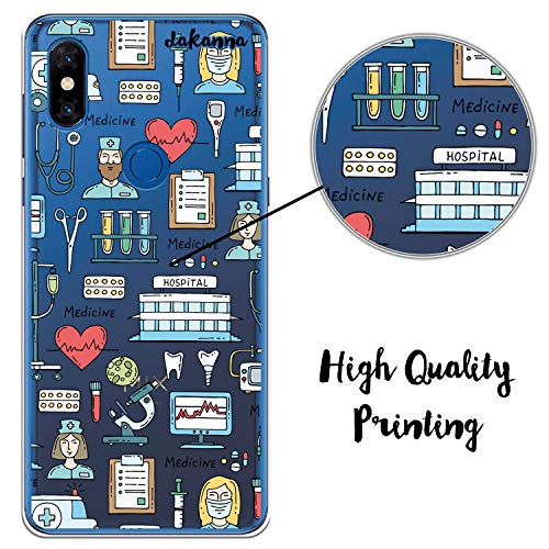 dakanna Funda para [Xiaomi Mi Mix 3] Dibujo: Simbolos Medicina Enfermera Ambulancia Corazón Hospital, Carcasa de Gel Silicona Flexible [Fondo Transparente]