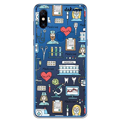 dakanna Funda para [Xiaomi Mi Mix 3] Dibujo: Simbolos Medicina Enfermera Ambulancia Corazón Hospital, Carcasa de Gel Silicona Flexible [Fondo Transparente]