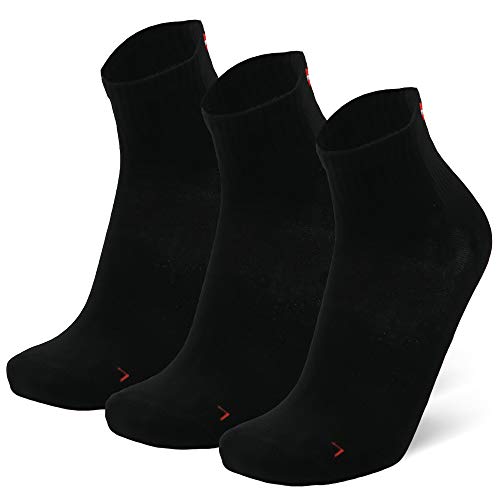 DANISH ENDURANCE Calcetines Deportivos Quarter Pro 3 Pares (Negro sólido, EU 43-47)