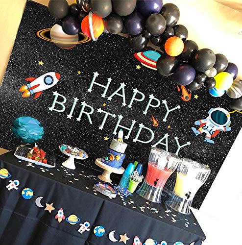 DANIU Espacio Galaxy Estrellas Fondo Dibujos Animados Bebé Astronauta Cohete Universo Espacio Estrellado Fiesta de cumpleaños Telón de Fondo Niño Niña Bebé Duchas Pastel Mesa Decoración Banner7x5FT
