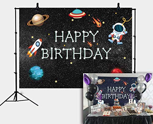 DANIU Espacio Galaxy Estrellas Fondo Dibujos Animados Bebé Astronauta Cohete Universo Espacio Estrellado Fiesta de cumpleaños Telón de Fondo Niño Niña Bebé Duchas Pastel Mesa Decoración Banner7x5FT