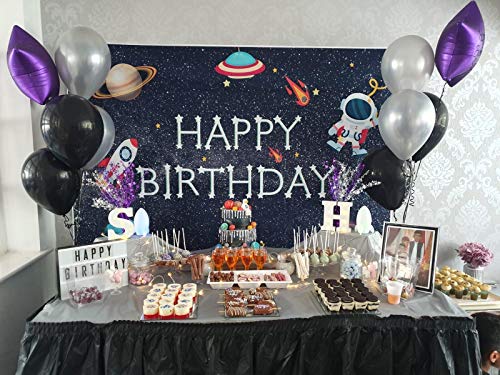 DANIU Espacio Galaxy Estrellas Fondo Dibujos Animados Bebé Astronauta Cohete Universo Espacio Estrellado Fiesta de cumpleaños Telón de Fondo Niño Niña Bebé Duchas Pastel Mesa Decoración Banner7x5FT