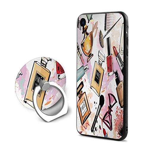 Danny-shop Perfume Lápiz Labial Esmalte de uñasfashioniPhone 7/8 Cubierta de la Caja del teléfono móvil con Soporte de Anillo Material TPU + PC Protección contra Impactos