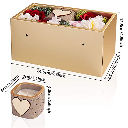 Danolt Velas Perfumadas Jabón Rose Regalo Set, Flor de Rosa jabón Artificial y Velas de Aromaterapia de Cera de SOYA Natural con Caja de Regalo para el Día de San Valentín de Cumpleaños.