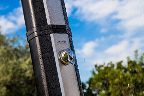 DARDARUGA Ducha Jardín Exterior Energía Solar con Tanque 35 Litros, con Cabeza de Ducha y Grifo, Temperatura del agua hasta 60° C - REGALO GRATIS: Toalla de microfibra suave 250 g/m2