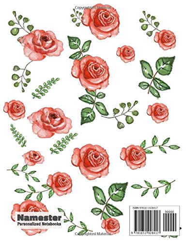 Darija: Personalized Notebook with Flowers and First Name – Floral Cover (Red Rose Blooms). College Ruled (Narrow Lined) Journal for School Notes, Diary Writing, Journaling. Composition Book Size