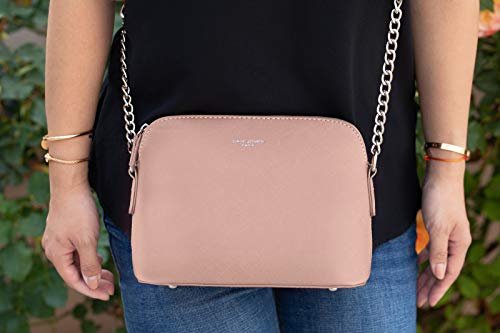 David Jones - Pequeño Bolso Bandolera Cadena Mujer - Bolsos de Hombro Cruzado Cuero PU - Mensajero Crossbody Bag - Bolso Mano Zip Embrague Clutch Pochette Noche Trabajo Moda Diario Vida - Rosa