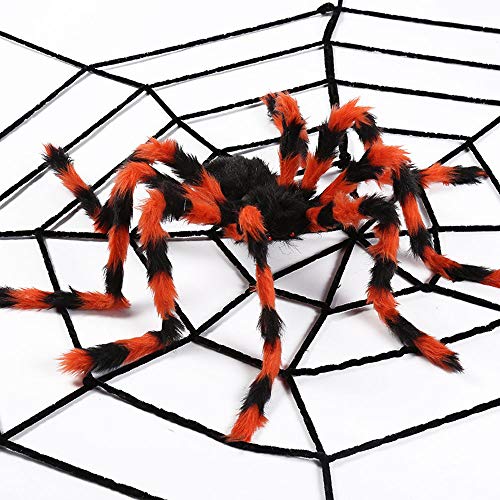 daxiongdi Halloween Large Spider Giant Scary Halloween Haunted House Props, Hairy Black Plush Spiders for Window Wall Indoor Outdoor Decorations