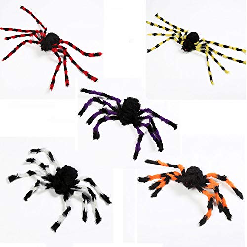 daxiongdi Halloween Large Spider Giant Scary Halloween Haunted House Props, Hairy Black Plush Spiders for Window Wall Indoor Outdoor Decorations
