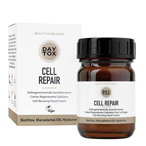 DAYTOX Cell Repair - Crema Facial Antiarrugas con Aceite de Ácido Hialurónico y Macadamia - Vegano - Sin Colorantes, sin Silicona y sin Parabenos - 1 x 50 ml