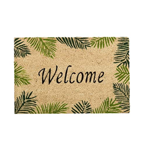 D'CASA Felpudo de Fibra de Coco con Antideslizante Verde étnico para la Entrada de 60x40 cm Sol Naciente, Beige, 40 x 60 cm