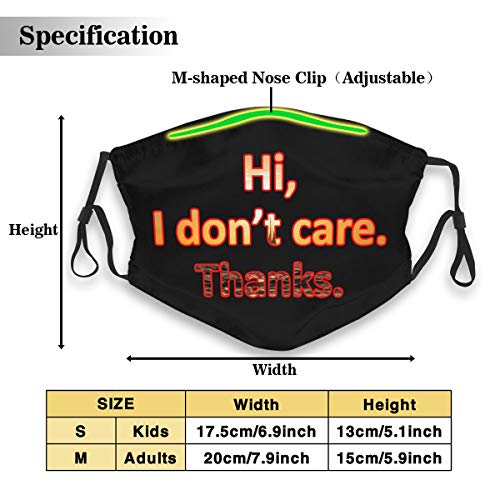 DDOBY Hola no me importa gracias capucha protectora de moda | Lavable y reutilizable | Lindas máscaras para mantener el calor | Unisexo
