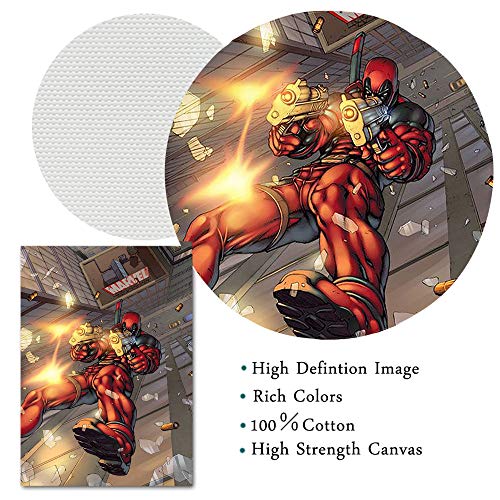 Deadpool Avengers película cómics otoño al aire libre arte de pared para decoración de oficina en casa, estirada y lista para colgar, lona, Enmarcado, 18x24in.Medium