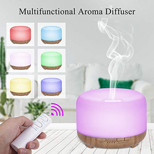 Decdeal 480ml Humidificador de Aire Acústico ultrasónico Difusor de Aroma Fabricante de Niebla con Control Remoto Controlador 7 Luces, 4 Niveles Ajuste de Tiempo