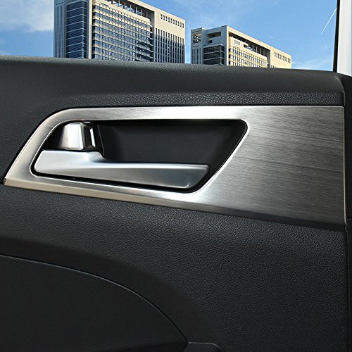 Decoración con revestimiento para manillar de la puerta del coche, tapa de revestimiento interior, accesorio de acero inoxidable -