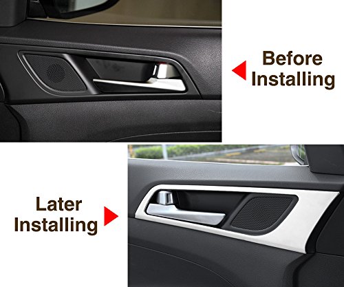 Decoración con revestimiento para manillar de la puerta del coche, tapa de revestimiento interior, accesorio de acero inoxidable -