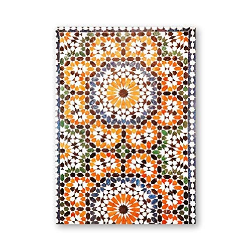 Decoración marroquí Imprimir Terracota Cartel Arte étnico Lienzo Pintura Naranja persa Quemado Pared 60x84 cm