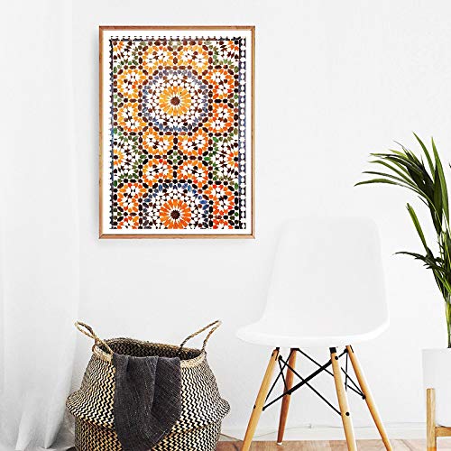 Decoración marroquí Imprimir Terracota Cartel Arte étnico Lienzo Pintura Naranja persa Quemado Pared 60x84 cm