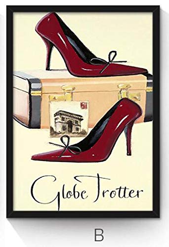 Decoración nórdica para el hogar Bolsos rojos de tacones altos Perfume 3 piezas Lienzo Arte Pintura Cuadros de pared para tienda Centro comercial Habitación de mujer Sin marco 40 * 60cm*3