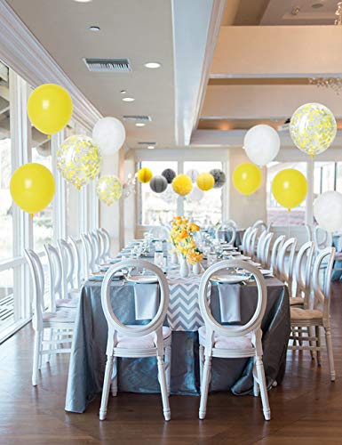 Decoraciones de la ducha del bebé del elefante gris amarillo Neutral para el niño o la niña, Banner de bienvenida del bebé Globos de confeti de la guirnalda del elefante para la decoración neutral