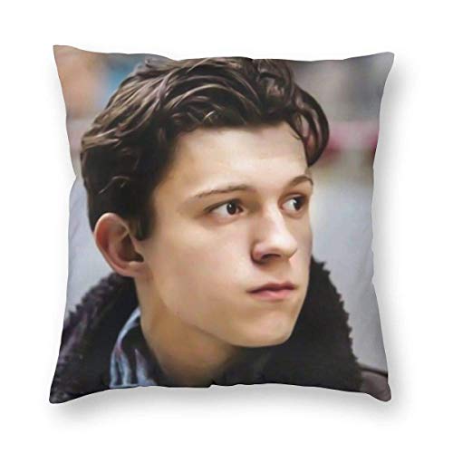 decorativas para almohada, Velvet Soft Euro Decorative Square Throw Pillow Covers Set Engagement Present, Tom Holland Curls Hair Poster Photo Allergy Proof Cushion Case for Indoor Living Room