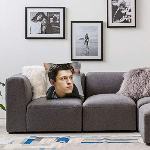 decorativas para almohada, Velvet Soft Euro Decorative Square Throw Pillow Covers Set Engagement Present, Tom Holland Curls Hair Poster Photo Allergy Proof Cushion Case for Indoor Living Room