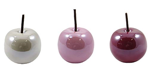 Decpero Manzana / 6 Unidades/Manzana Decorativa/Rosa + Rosa + Blanco Brillante / 8 x 6,5 cm