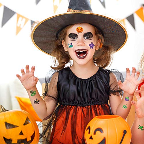 DEEPLAY 180pcs Assorted Halloween Tattoos, 30 Designs Including 36 Glow in The Dark Children Tattoos Halloween Trick or Treat Ghost Monster Pumpkin Tattoos