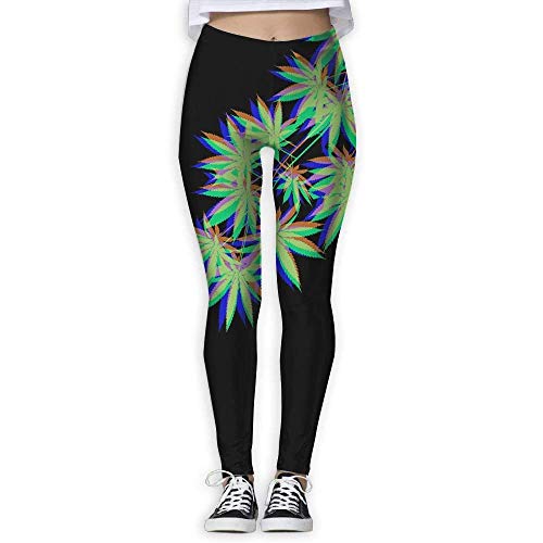 Deglogse Pantalones De Yoga, Polainas De Entrenamiento,Woman Marijuana Weed Leaves Elastic Waist Pencil Yoga Pants Yoga Leggings X-Large