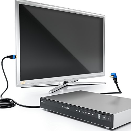 deleyCON 1,5m Cable HDMI Ángulo de 90° - Compatible con HDMI 2.0/1.4 - UHD 4K HDR 3D 1080p 2160p ARC - de Alta Velocidad con Ethernet - Negro