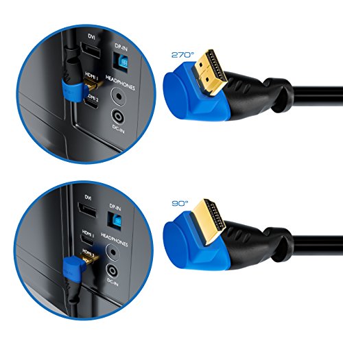 deleyCON 1,5m Cable HDMI Ángulo de 90° - Compatible con HDMI 2.0/1.4 - UHD 4K HDR 3D 1080p 2160p ARC - de Alta Velocidad con Ethernet - Negro