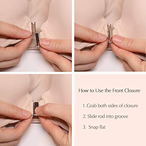 DELIMIRA - Sujetador Cierre Delantero con Aros y Relleno Sin Costuras para Mujer Beige 95C