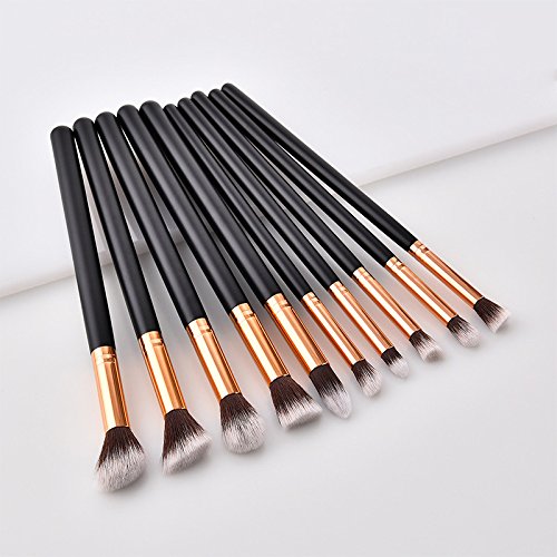 Demarkt 10x brochas de maquillaje belleza negro Maquillaje de Ojos Rubor Contorno de los Labios Corrector Brochas Cosméticas 24 * 12 * 1.2cm
