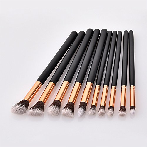 Demarkt 10x brochas de maquillaje belleza negro Maquillaje de Ojos Rubor Contorno de los Labios Corrector Brochas Cosméticas 24 * 12 * 1.2cm