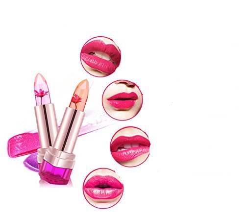 Demarkt 3pcs Flor De Jalea Barra De Labios Que Cambia De Color De Larga Duración Brillo De hidratantes Labios Sabor （Limón uva melocotón）