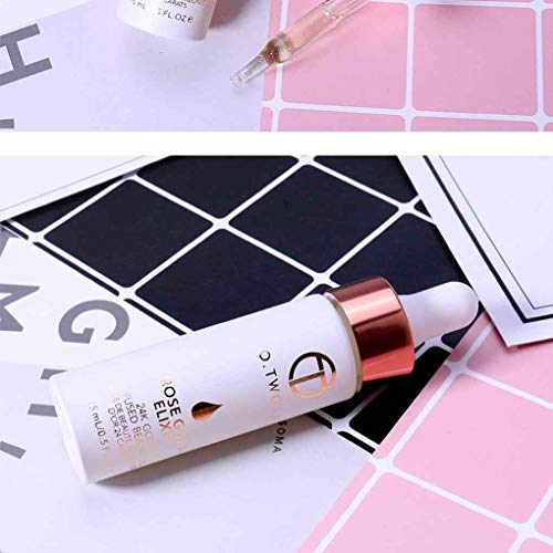 Demino O.Two.O 24k Rose Gold Elixir Lip Primer Essence,High Skin Make Up Essential Oil Moisturizing Face Oil for All Skin Types