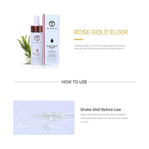 Demino O.Two.O 24k Rose Gold Elixir Lip Primer Essence,High Skin Make Up Essential Oil Moisturizing Face Oil for All Skin Types