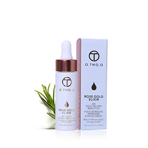 Demino O.Two.O 24k Rose Gold Elixir Lip Primer Essence,High Skin Make Up Essential Oil Moisturizing Face Oil for All Skin Types