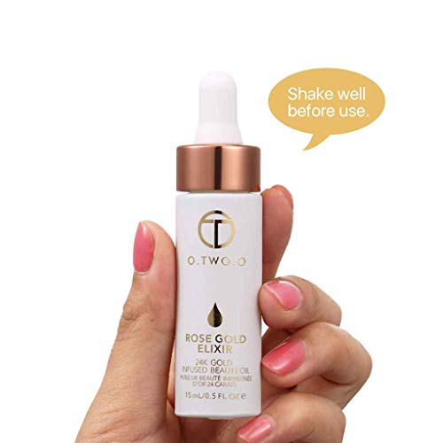 Demino O.Two.O 24k Rose Gold Elixir Lip Primer Essence,High Skin Make Up Essential Oil Moisturizing Face Oil for All Skin Types
