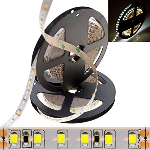 DEMUDO - Tira de luces LED (24 V, 6000 K, 16 W/m, 10 mm, 120 SMD/m, 2835, IP20, 100 lm/W, 5 m)