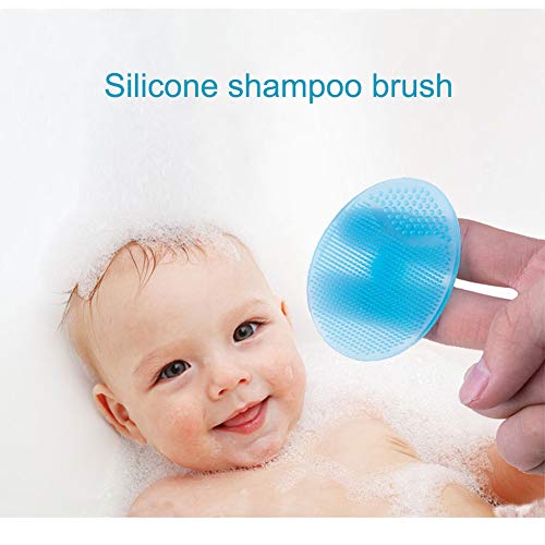 Depuradores silicón de la cara del baño del bebé de silicona costra láctea cepillo de limpieza facial cepillo de limpieza del cojín suave masaje Cepillo para Baby Blue 3 piezas